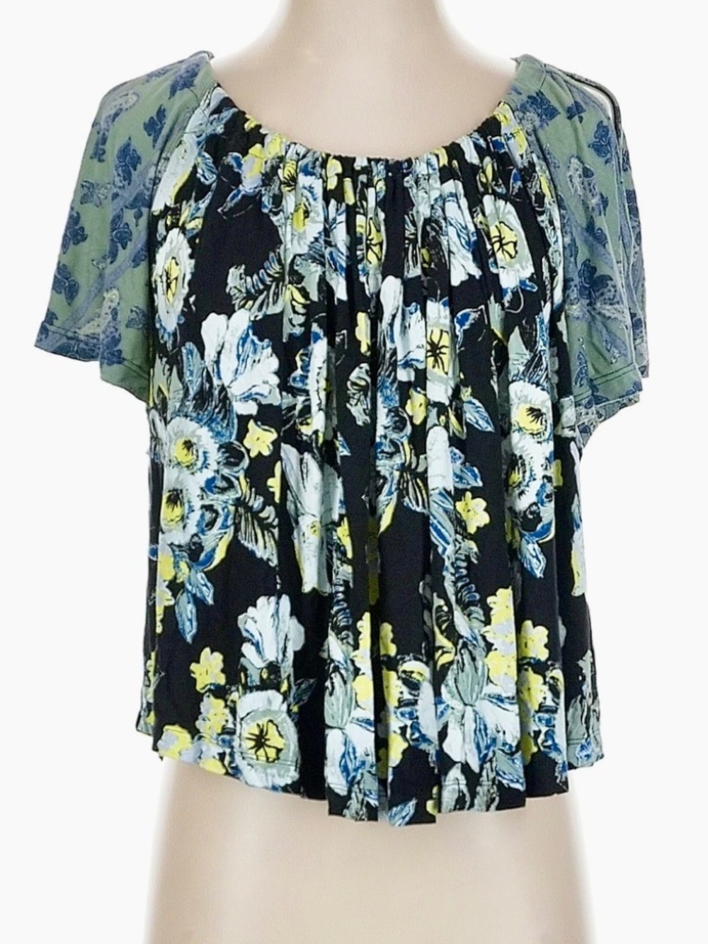 Free People Floral Mixed Print Open Back Top NWT Size XS